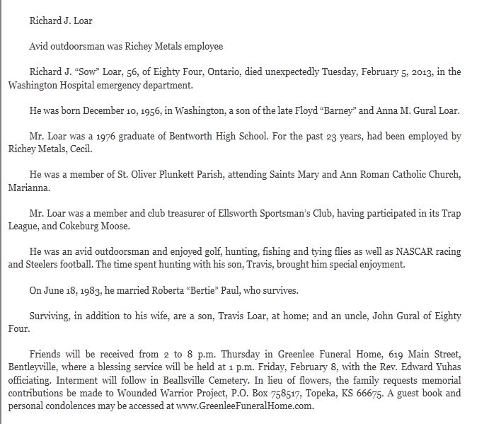 Richard J. Loar obit